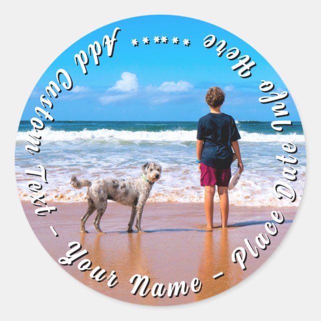 Add Your Pet Photo Sticker Gift Custom Text Name (Front)