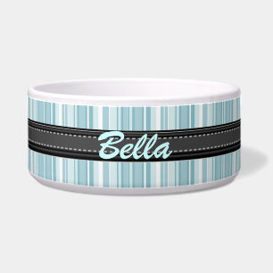 Add Your Pet's Name Blue Stripes Large Bowl