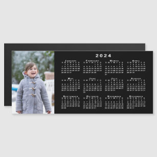 Add Your Photo 2024 Calendar on Black Magnet