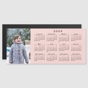 Add Your Photo 2024 Calendar on Coral Pink Magnet