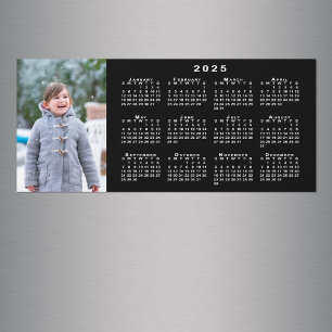 Add Your Photo 2025 Calendar on Black Magnet