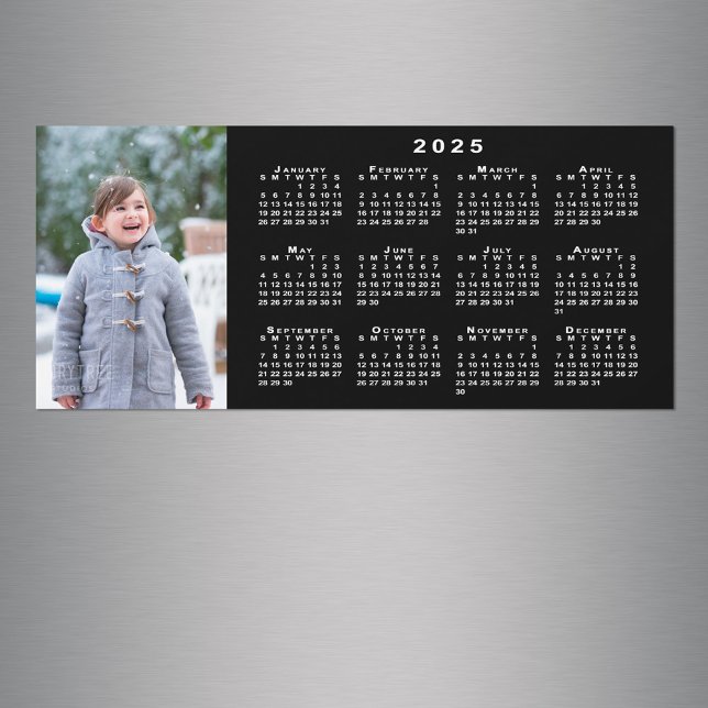 Add Your Photo 2025 Calendar on Black Magnet (Add Your Photo 2025 Calendar on Black Magnet in situ)