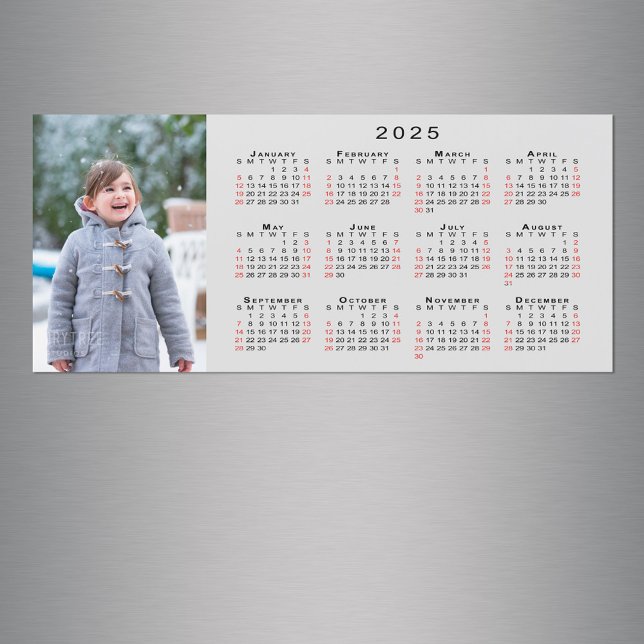 Add Your Photo 2025 Calendar on Grey Magnet (Add Your Photo 2025 Calendar on Grey Magnet in situ)
