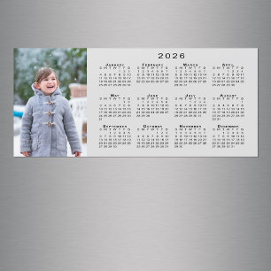 Add Your Photo 2026 Calendar on Grey Magnet