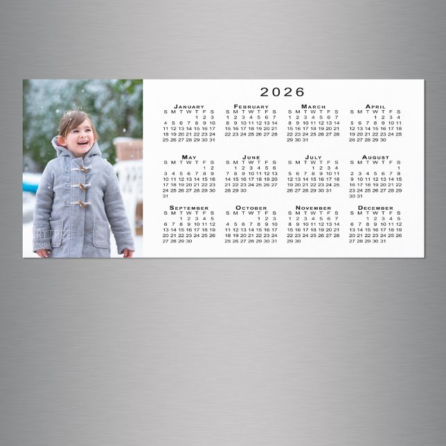 Add Your Photo 2026 Calendar White Magnet (Add Your Photo 2026 Calendar White Magnet in situ)