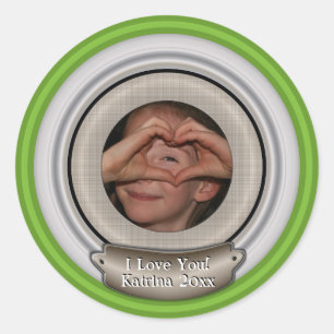 Add Your Photo and Choose Any Colour Frame Classic Round Sticker
