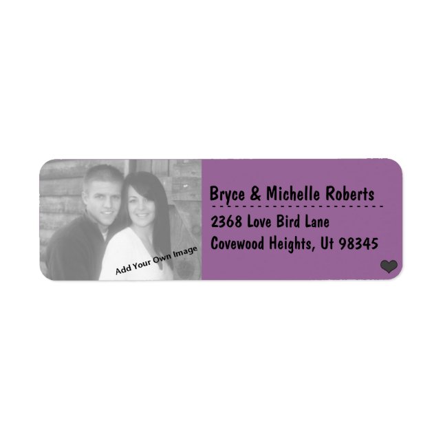 Add Your Photo and Info, Purple Address Labels (Front)