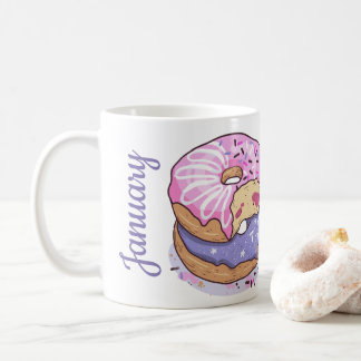 Add your photo and name cute doughnuts purple coffee mug