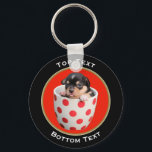 Add Your Photo and Text Custom Key Ring<br><div class="desc">Add Your Photo and Text Custom Keychain. Personalise your keychain by uploading your own photo. Click "Customise" if the photo needs to be centred or resized in the round frame. There is an input box for curved text on the top and an input box for curved text on the bottom....</div>