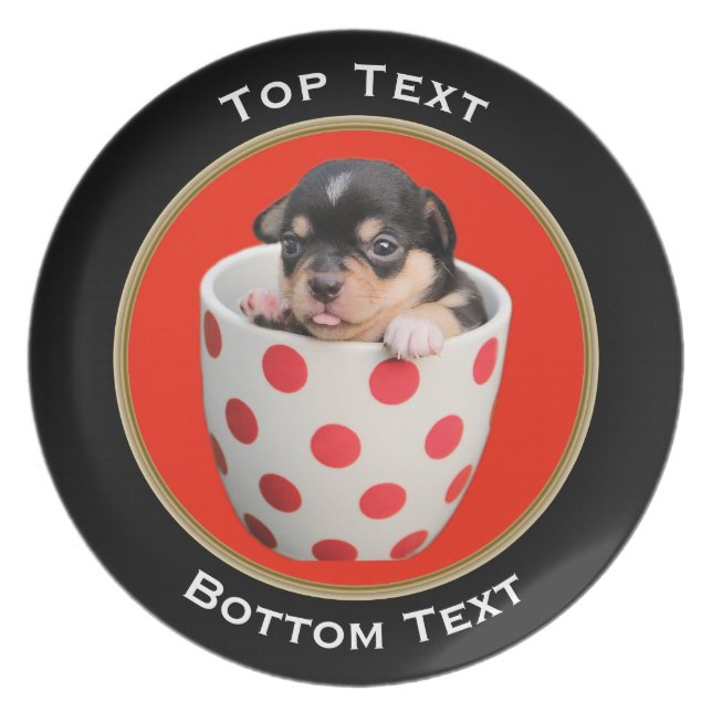 Add Your Photo and Text Custom Round Frame Plate (Front)