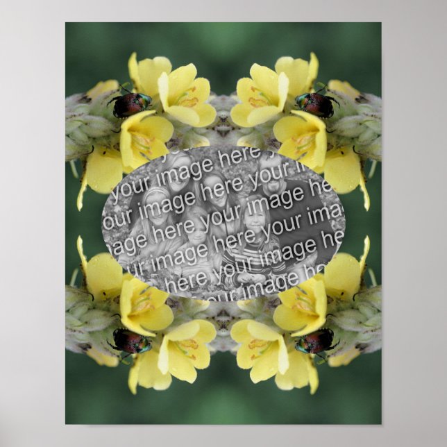 Add Your Photo Beetle On Mullein Flower Frame Poster (Front)