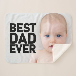 ADD YOUR PHOTO Best Dad Ever Sherpa Blanket