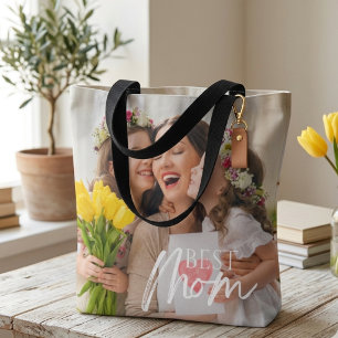 ADD YOUR PHOTO BEST MOM  TOTE BAG
