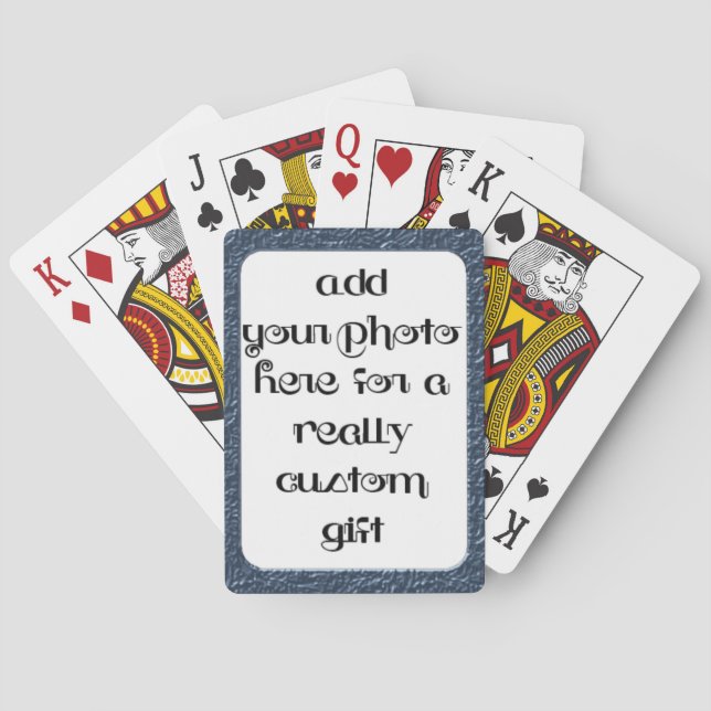 Add Your Photo Blue Frame Bicycle® Play Playing Cards (Back)