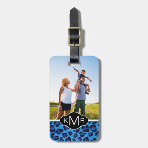 Add Your Photo Blue Leopard Texture Luggage Tag