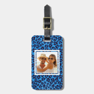 Add Your Photo Blue Leopard Texture Luggage Tag