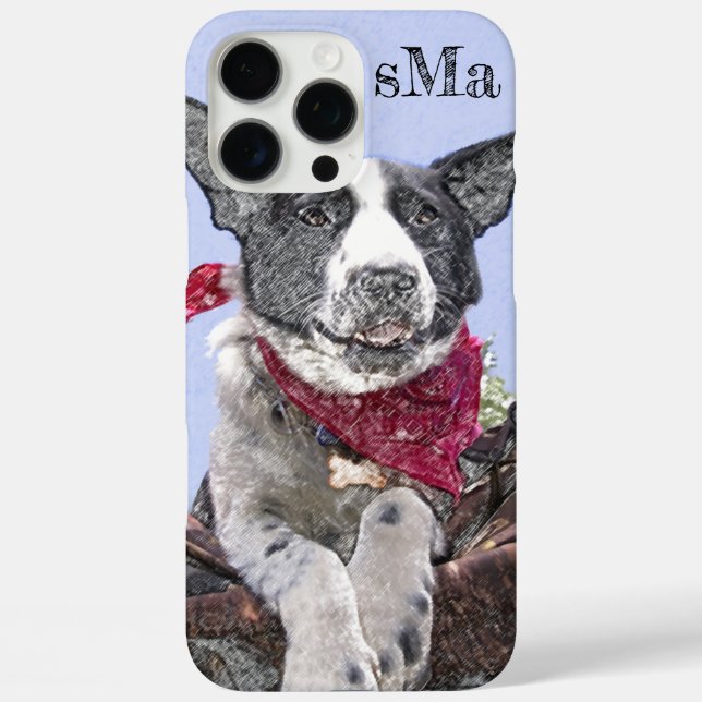 Add Your Photo Border Collie Heeler Dog Monogram Case-Mate iPhone Case (Back)