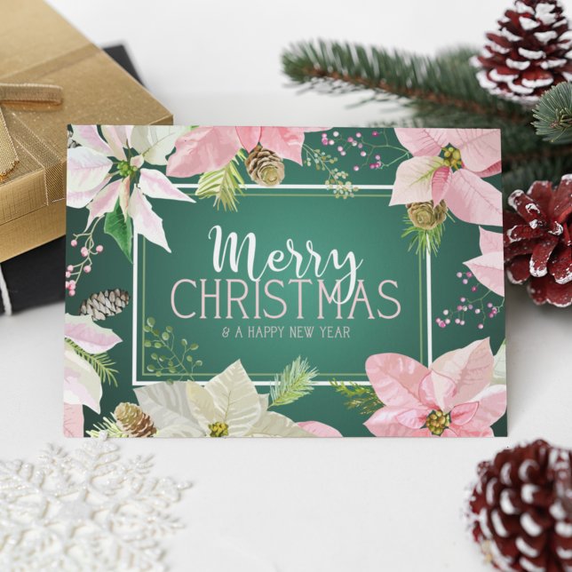 Add Your Photo | Christmas Watercolor Poinsettias Invitation (Creator Uploaded)