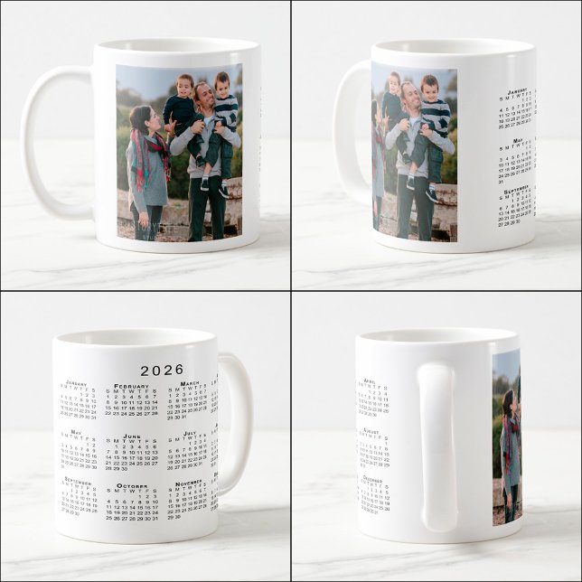 Add Your Photo Custom 2026 Calendar Coffee Mug (Add Your Photo Custom 2026 Calendar Coffee Mug, multiple views)