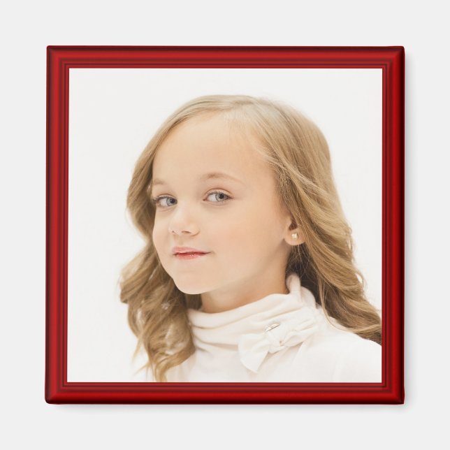 Add YOUR PHOTO Custom Red Frame Magnet (Front)