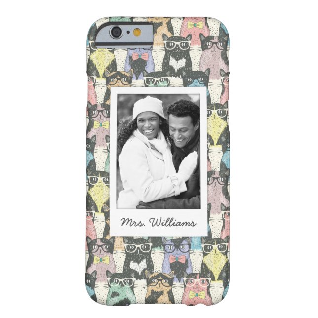 Add Your Photo | Cute Hipster Cats Pattern Case-Mate iPhone Case (Back)