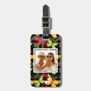Add Your Photo Dark Autumn Pattern Luggage Tag