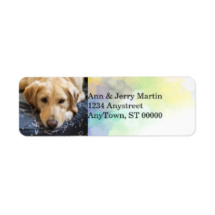 add your photo dog with watercolor and text custom return address label