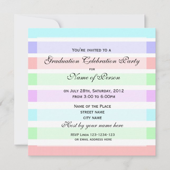 Add your photo, elegant soft colour graduation invitation (Front)