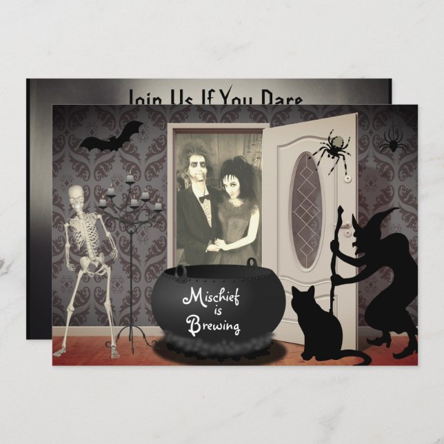 Add Your Photo Haunted House Halloween Invitation (Front/Back)
