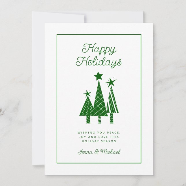 ADD YOUR PHOTO | Holidays Modern Christmas Tree Invitation (Front)