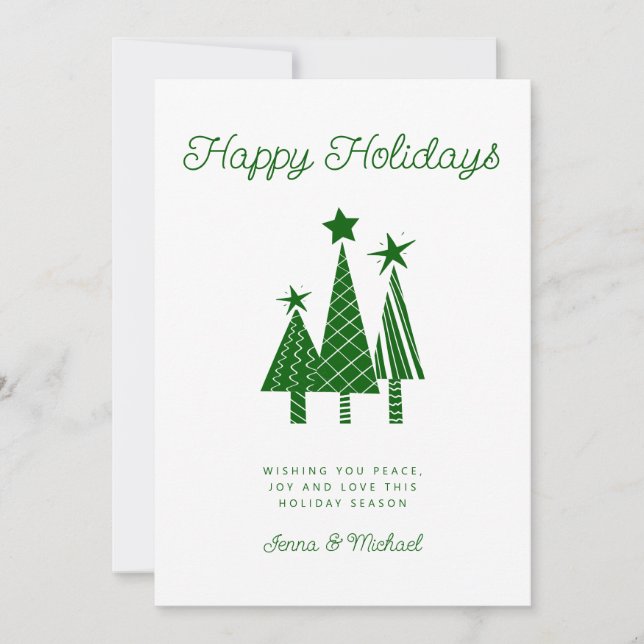 ADD YOUR PHOTO | Holidays Modern Christmas Tree Invitation (Front)