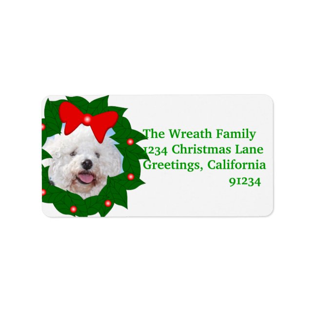 Add Your Photo In Christmas Wreath Address Labels (Front)