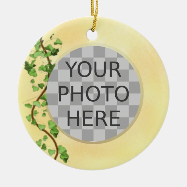 "Add Your Photo" Italian Wall with Ivy Ceramic Ornament (Front)