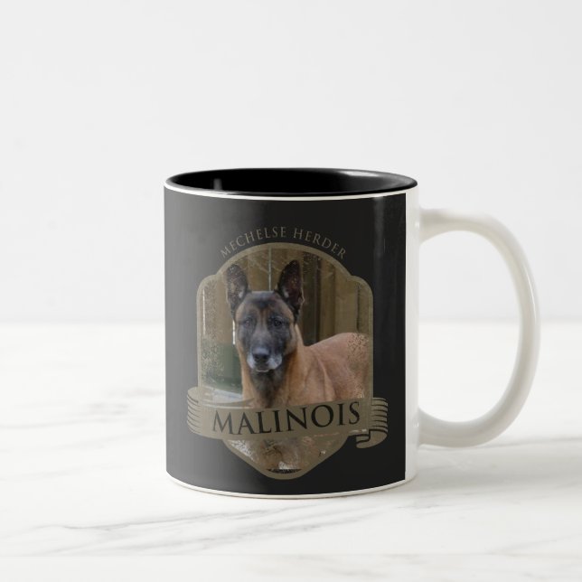 Add your Photo Malinois - Belgian shepherd - Two-Tone Coffee Mug (Right)