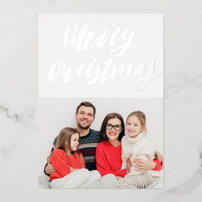  ADD YOUR PHOTO | Merry Christmas Foil Holiday Car (Front)