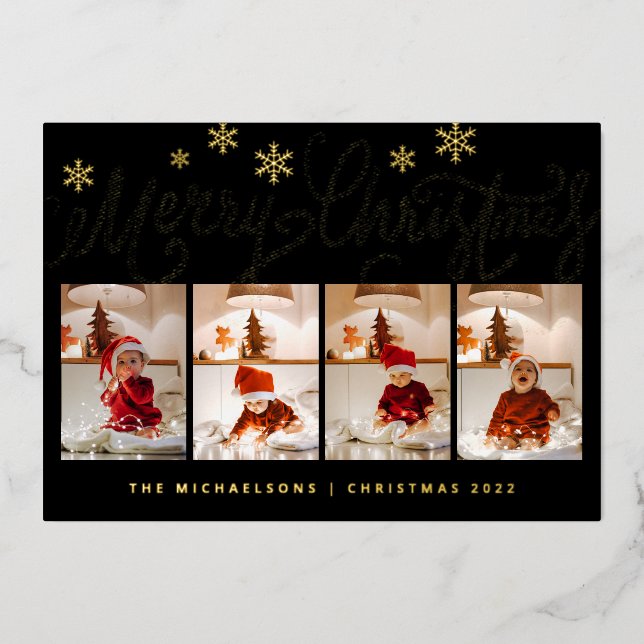  ADD YOUR PHOTO | Merry Christmas Foil Holiday Car (Front)