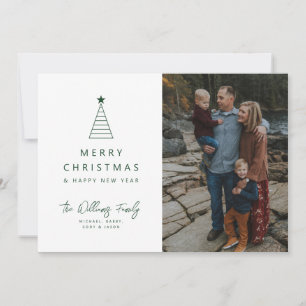 ADD YOUR PHOTO Merry Christmas Geo Tree Invitation