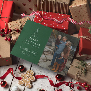 ADD YOUR PHOTO   Merry Christmas Geo Tree Invitation