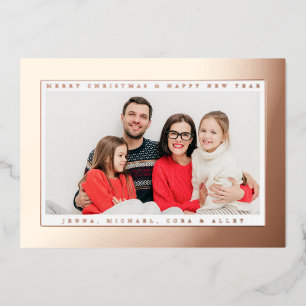 ADD YOUR PHOTO Merry Christmas & Happy New Year Foil Holiday Card