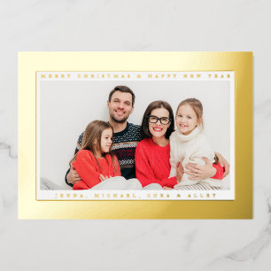 ADD YOUR PHOTO Merry Christmas & Happy New Year Foil Holiday Card