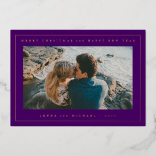 ADD YOUR PHOTO Merry Christmas & Happy New Year Foil Holiday Card