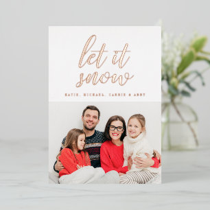 ADD YOUR PHOTO Merry Christmas Let It Snow Foil Foil Holiday Card