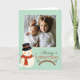Add Your Photo   Merry Christmas Snowman Card