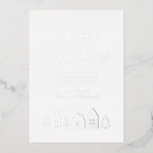 ADD YOUR PHOTO Merry Christmas Town Foil Holiday Card