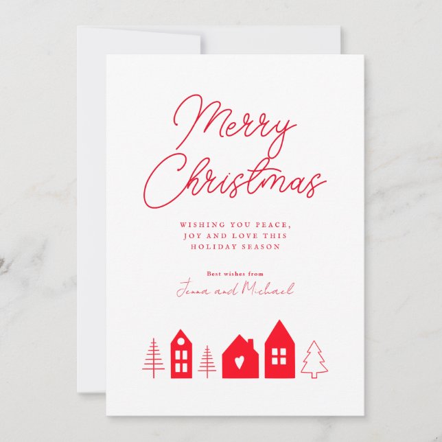 ADD YOUR PHOTO | Merry Christmas Town Invitation (Front)