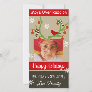Add Your Photo "Move Over Rudolph" Funny Christmas Holiday Card
