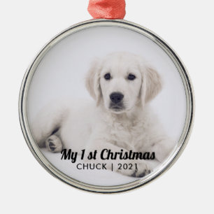 Add Your Photo  my first Christmas Puppy Dog Metal Ornament