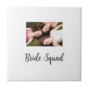 Add your photo name bridesmaid squad bride party  ceramic tile