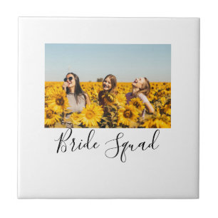 Add your photo name bridesmaid squad bride party ceramic tile