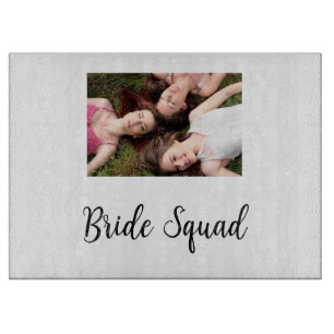 Add your photo name bridesmaid squad bride party  cutting board